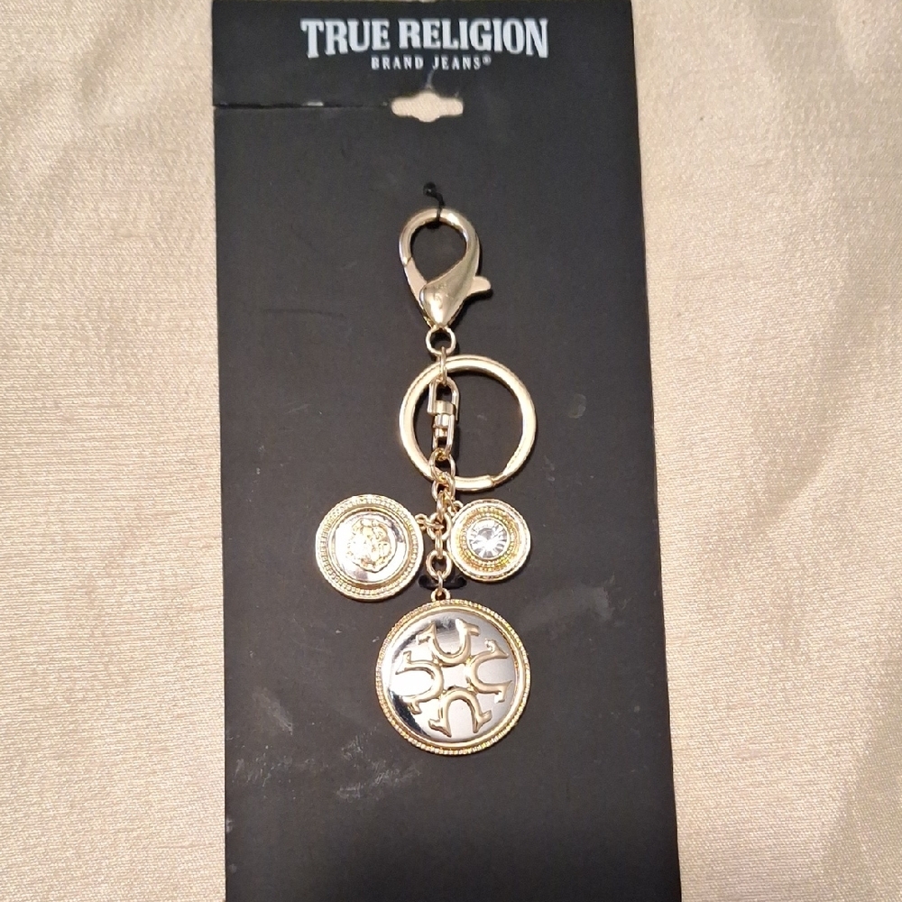 True Religion Gold and Silver Keychain